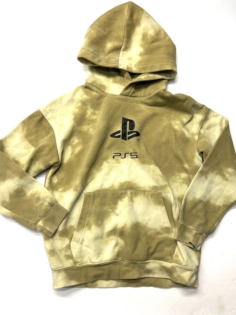 H&M Sony PS5 PlayStation Olive Green Tie-Dye Logo Hoodie Sweatshirt